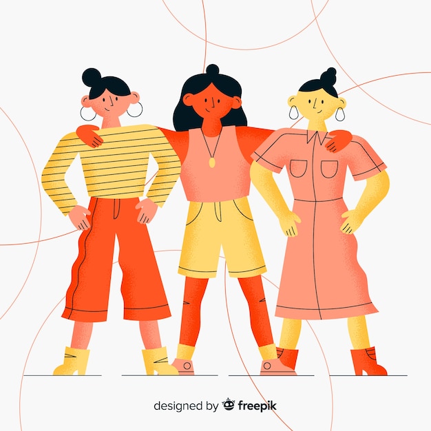 Free Vector international group of women with flat design