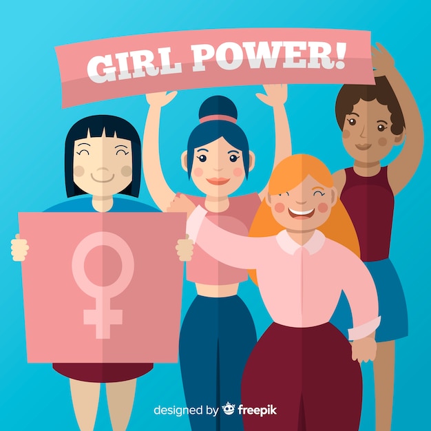 International group of women with flat design