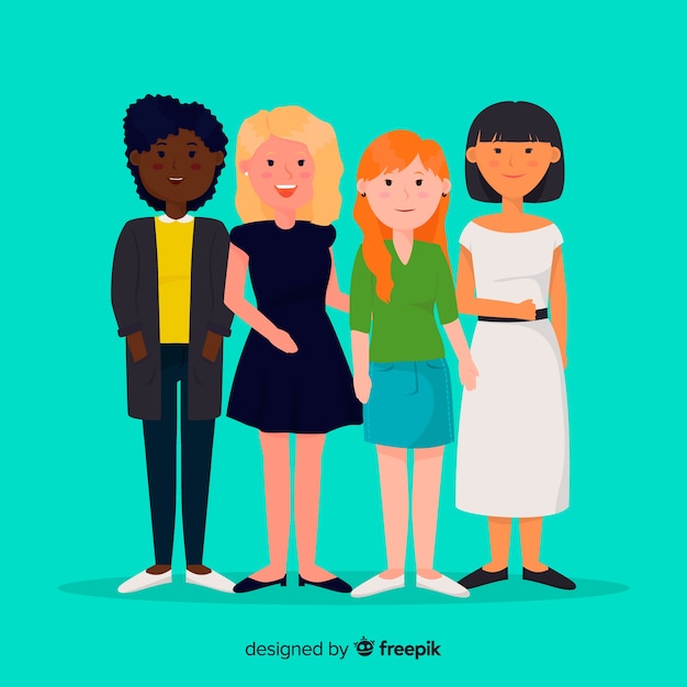 Free Vector international group of women with flat design