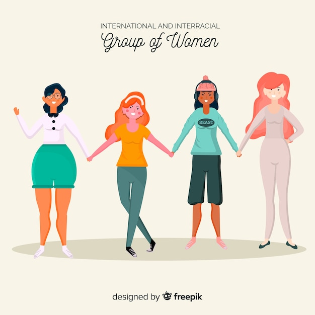 Free Vector international group of women with flat design