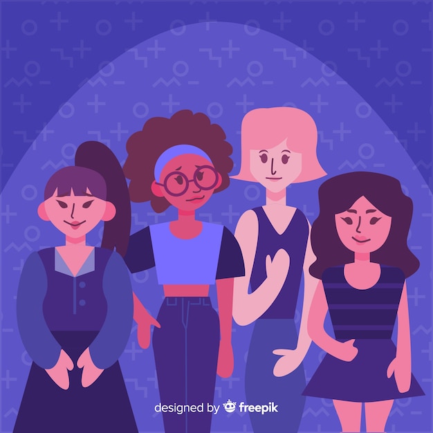 Free vector international group of women with flat design