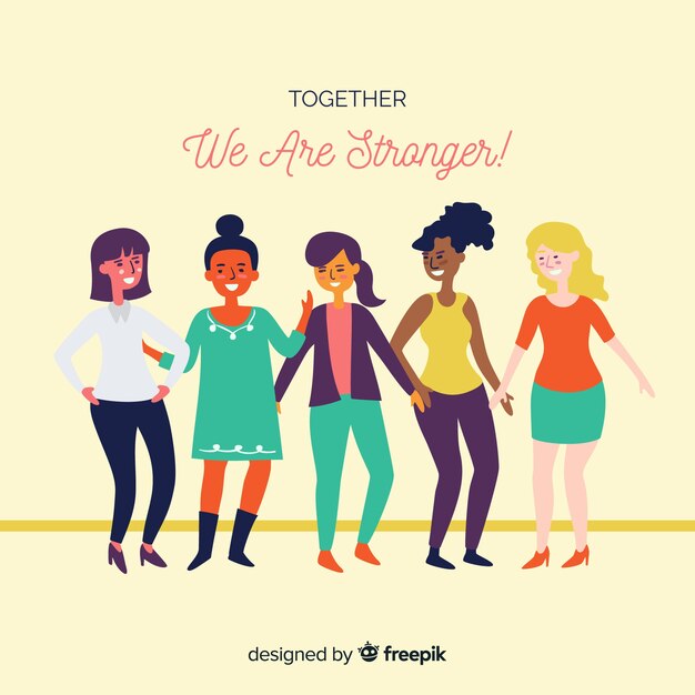 International group of women with flat design