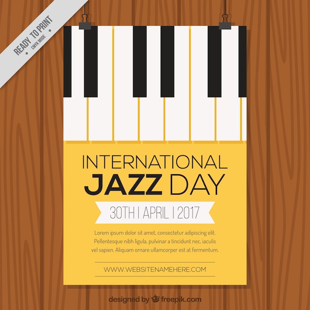 Free vector international jazz day brochure with piano keys