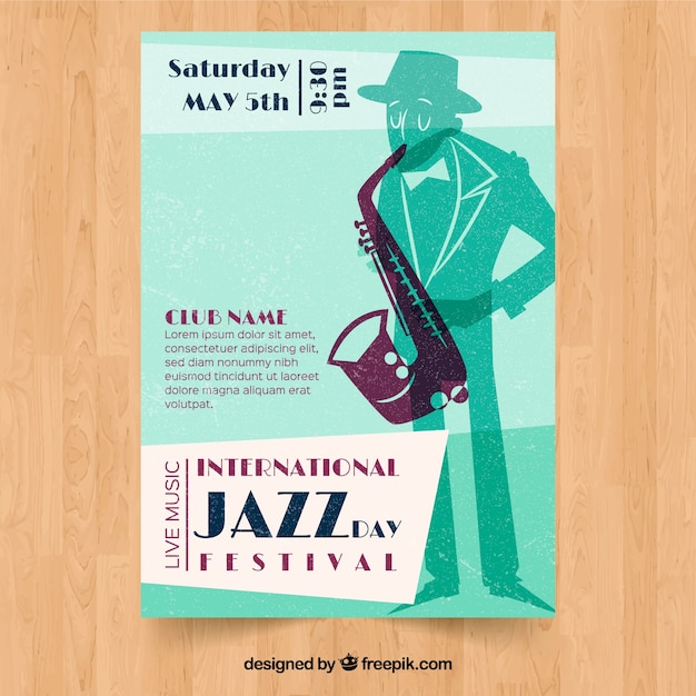 Free Vector international jazz day festival vintage poster