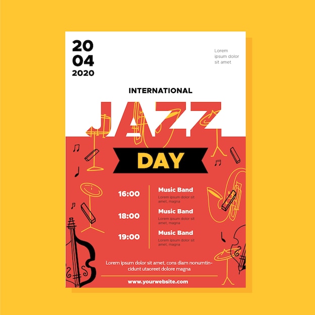 International jazz day flyer template in flat design