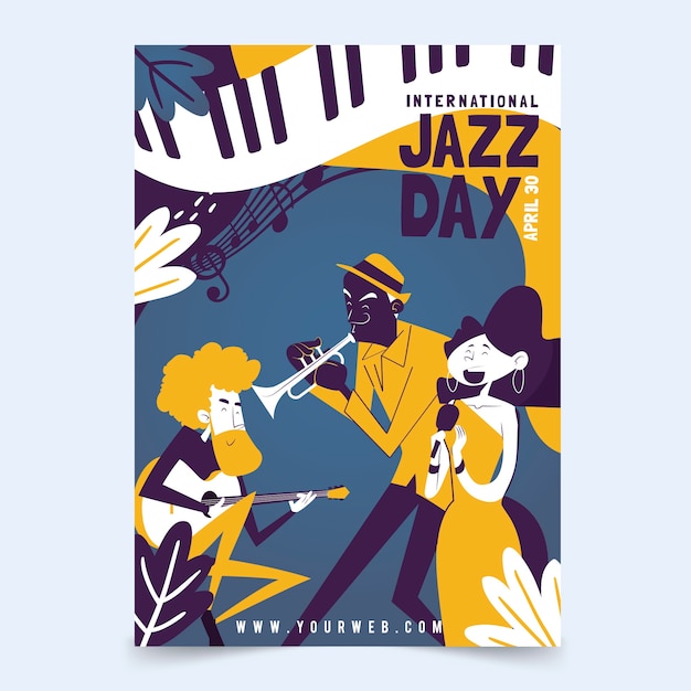 International jazz day flyer template in flat design