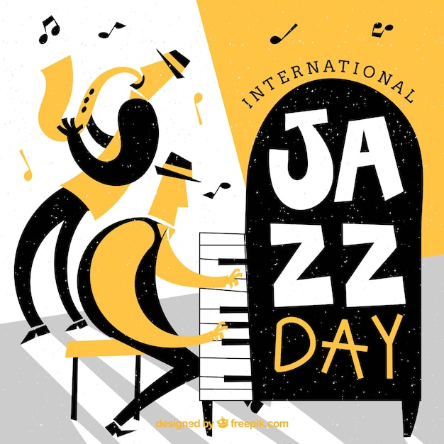 International jazz day hand drawn background