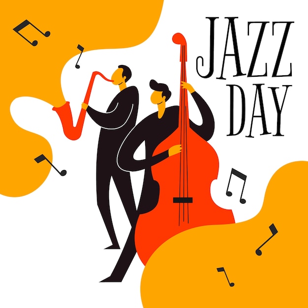 Free Vector international jazz day hand drawn