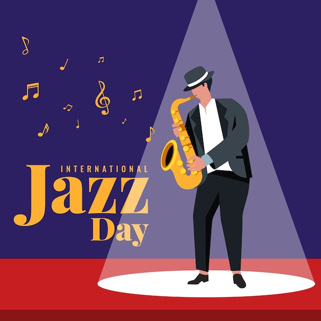 International jazz day illustrated saxophone player