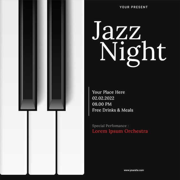 Free Vector international jazz day poster template with piano