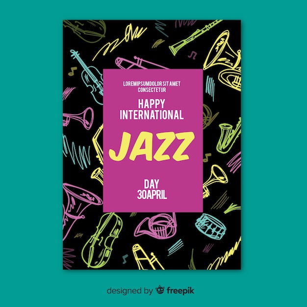 Free vector international jazz day poster template