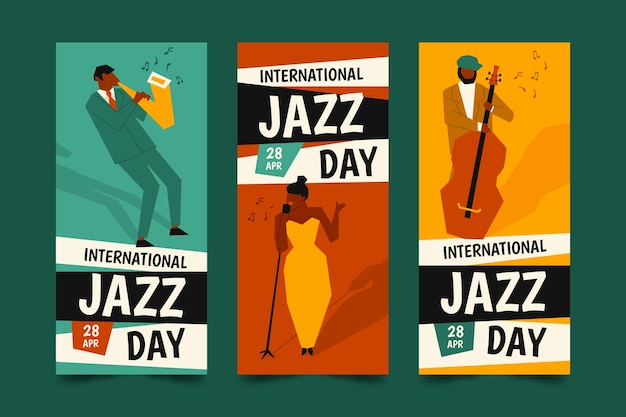 Free Vector international jazz day poster template