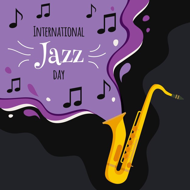 International jazz day with saxophone and notes