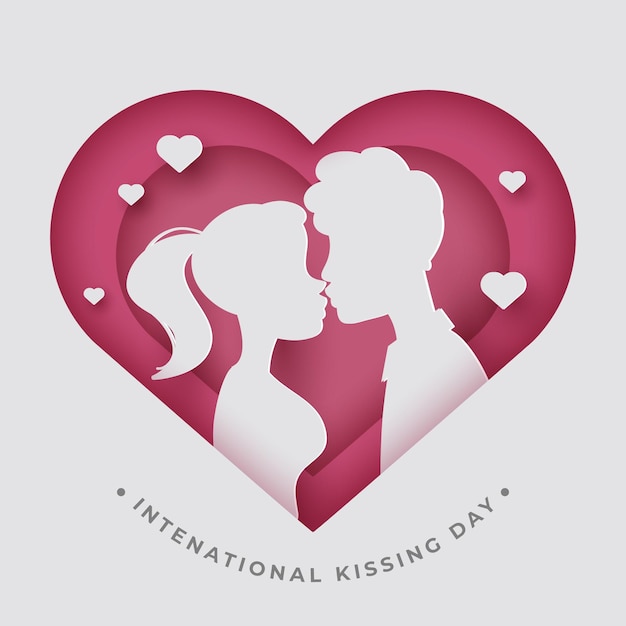 Free Vector international kissing day illustration in paper style