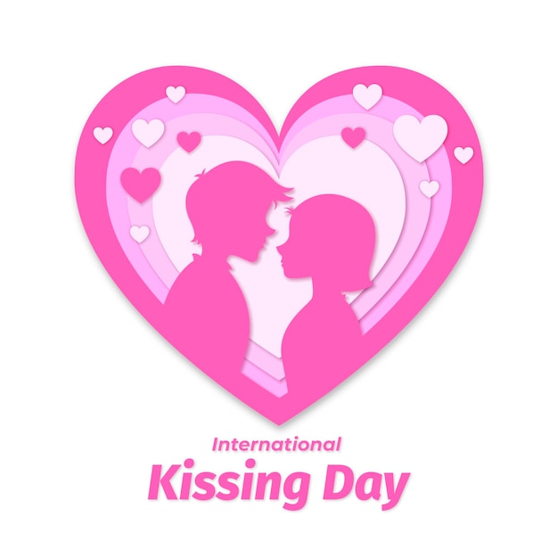 Free Vector international kissing day illustration in paper style