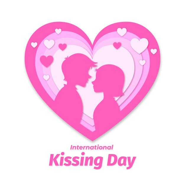 International kissing day illustration in paper style