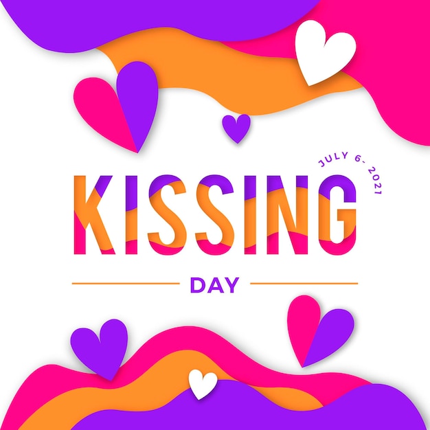 International kissing day illustration in paper style