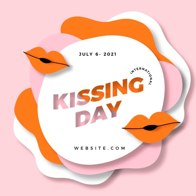 International kissing day illustration in paper style