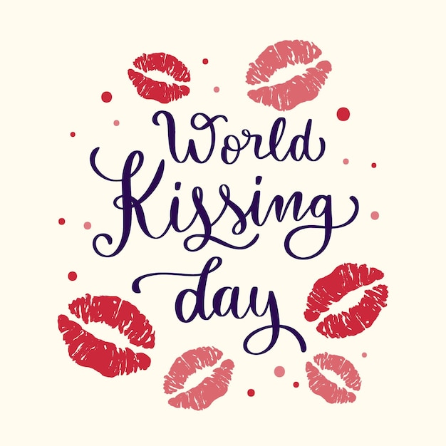 International kissing day lettering