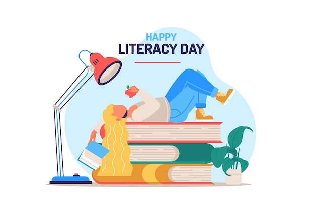 International literacy day background flat design