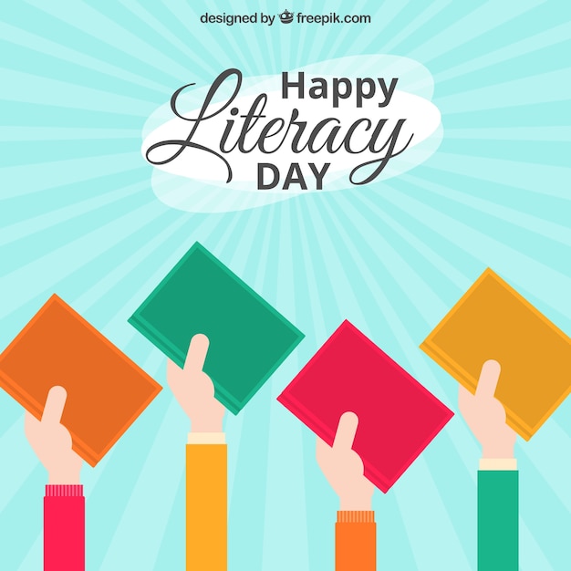 International literacy day background with books