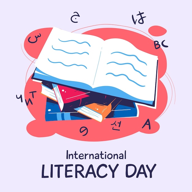 Free Vector international literacy day celebration