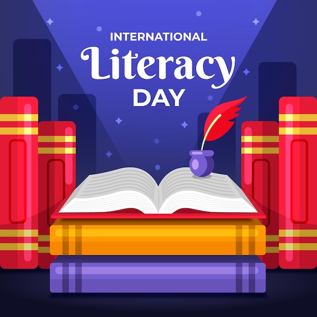 Free Vector international literacy day flat design background