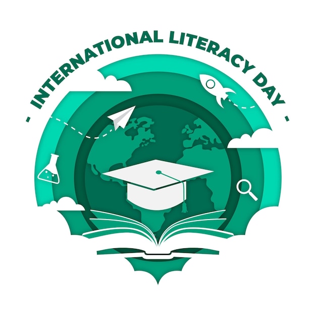 Free vector international literacy day in paper style