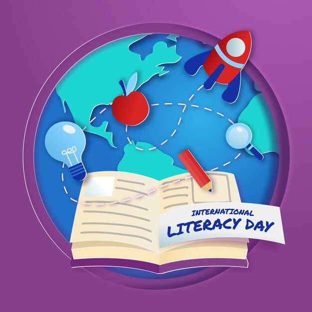 Free vector international literacy day in paper style