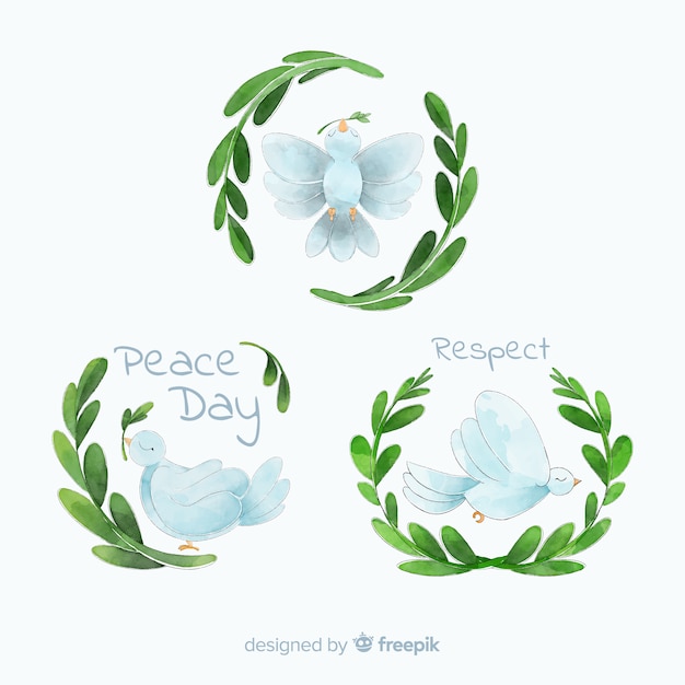 Free vector international peace day badge collection