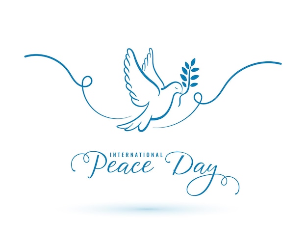 Free vector international peace day event poster with flying bird and olive leaf vector