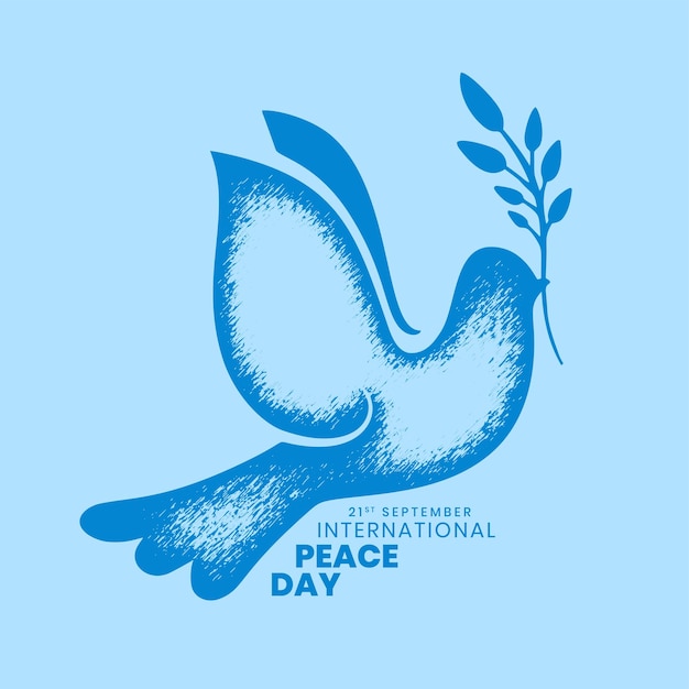 International peace day social post card with bird vector illustration