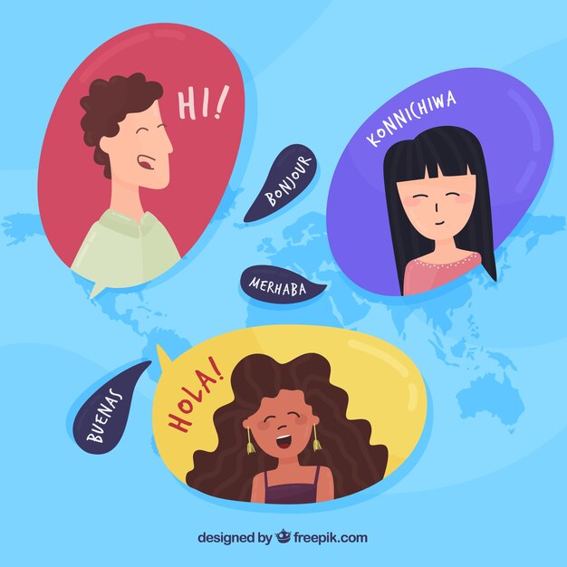 International people speaking different languages