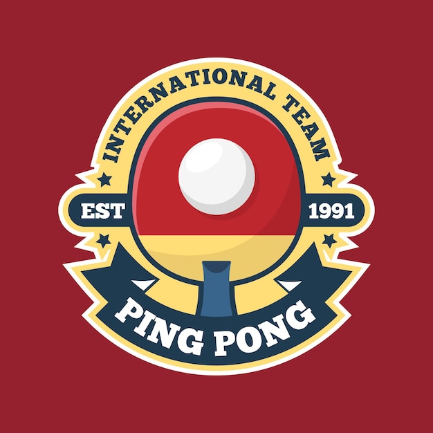 Free Vector international pink pong team logo in red shades