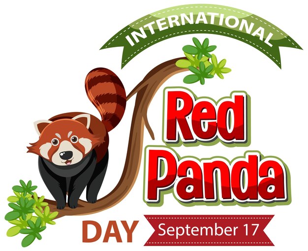 Free vector international red panda day on september 17