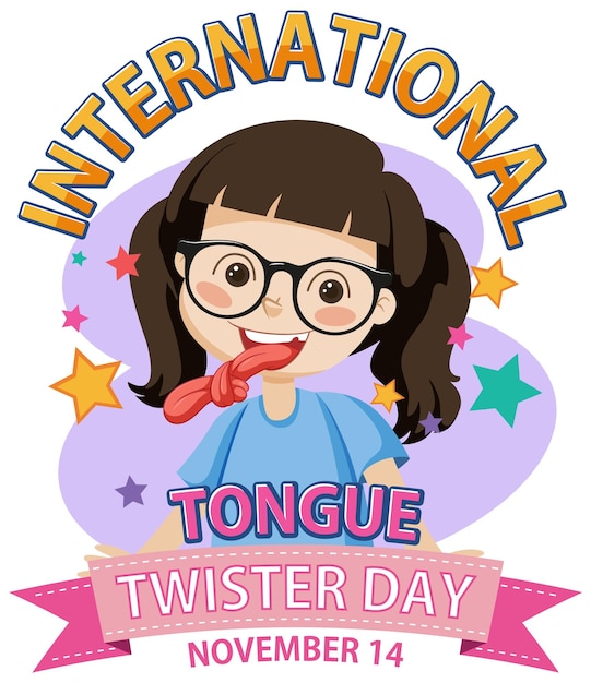 Free Vector international tongue twister day banner design