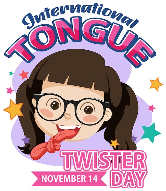 Free vector international tongue twister day banner design