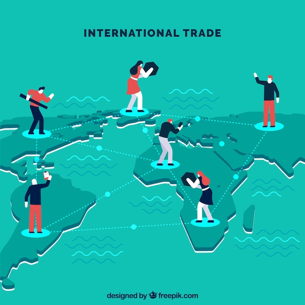 Free Vector international trade concept background with map