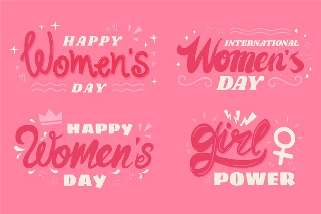 International women day lettering labels