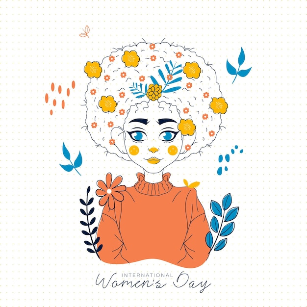 International women's day illustration with profile of woman