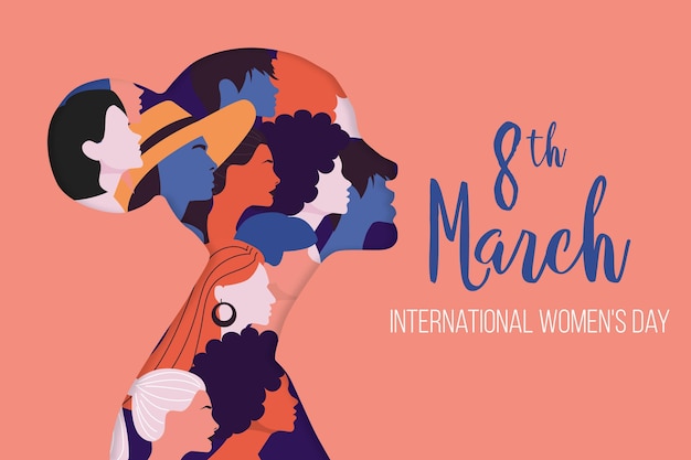 International women's day illustration with profile of woman