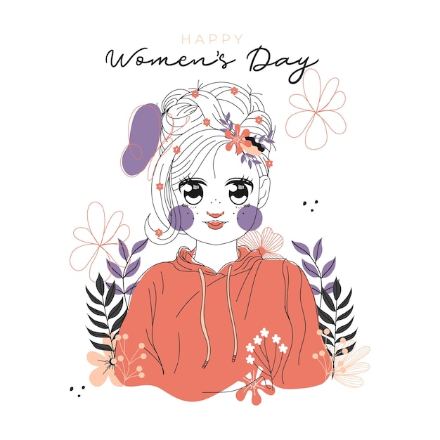 Free Vector international women's day illustration with profile of woman