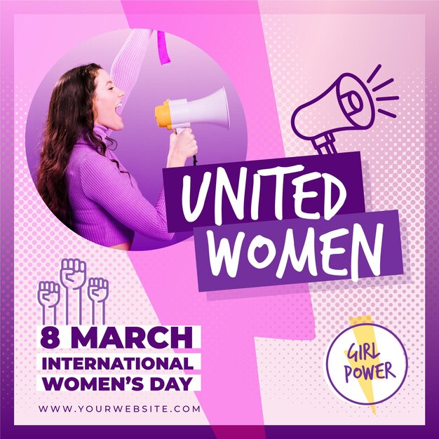 International women's day square flyer template