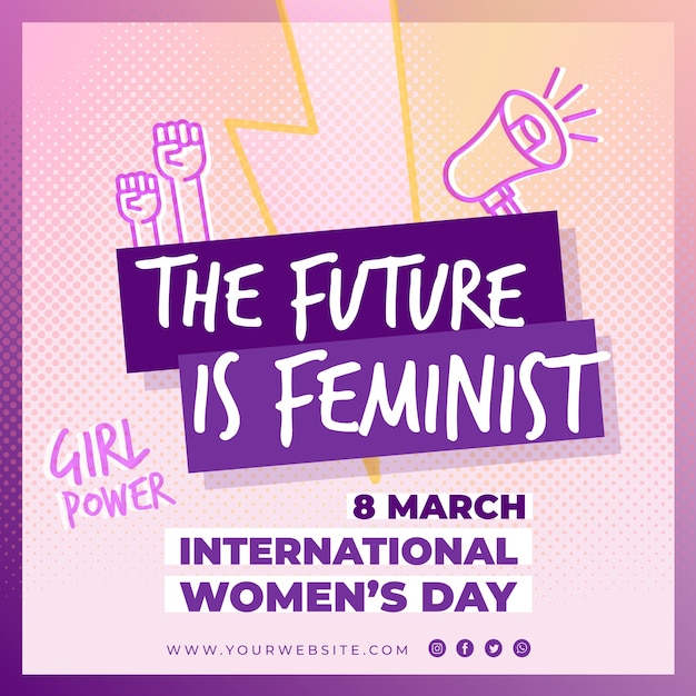 International women's day square flyer template