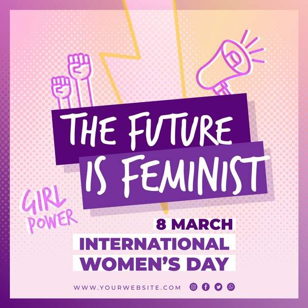 International women's day square flyer template