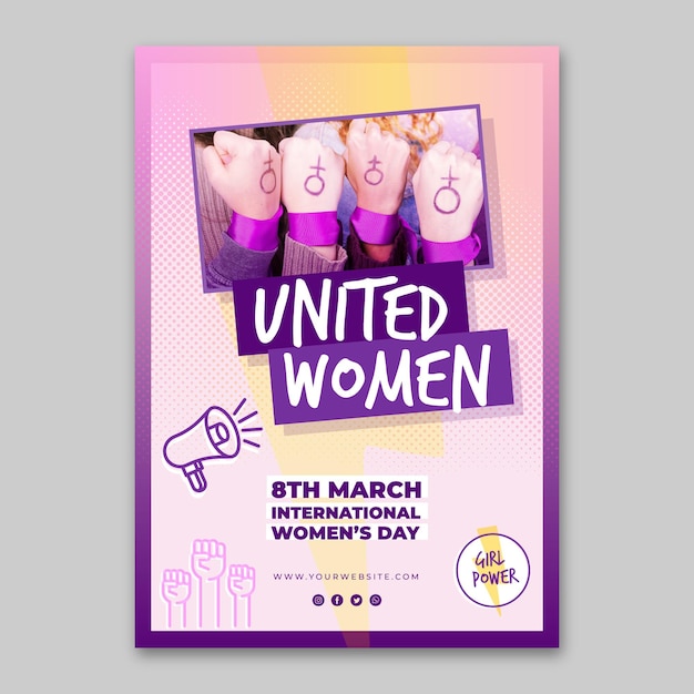 International women's day vertical poster template