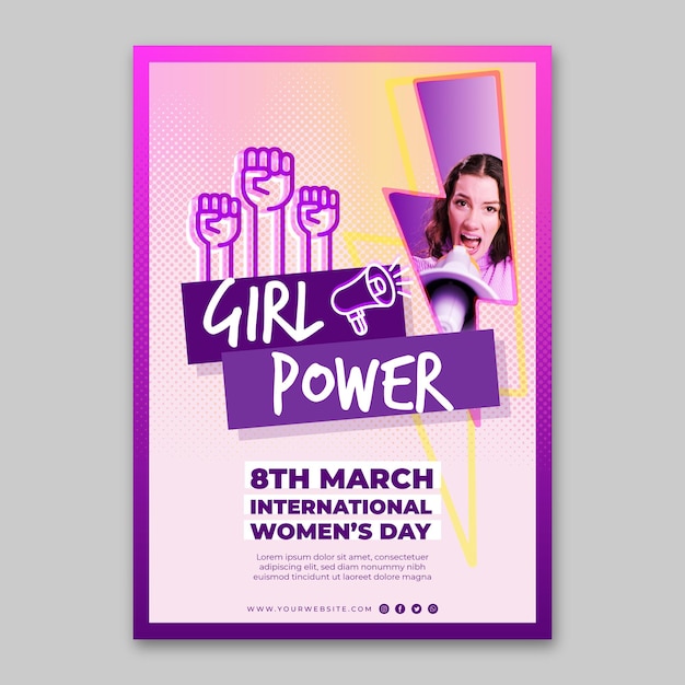 International women's day vertical poster template