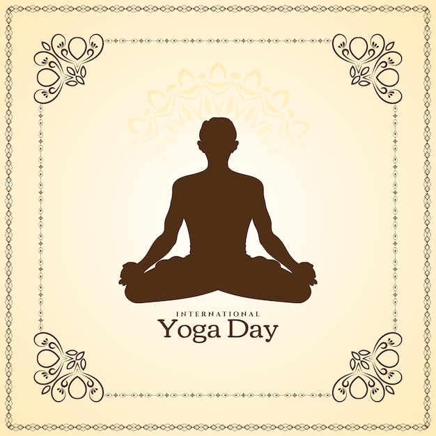 International Yoga day background with artistic frame design