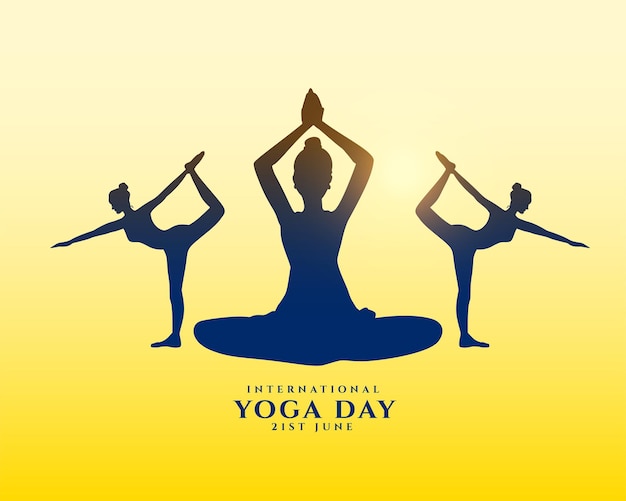 Free vector international yoga day background with women performing practice