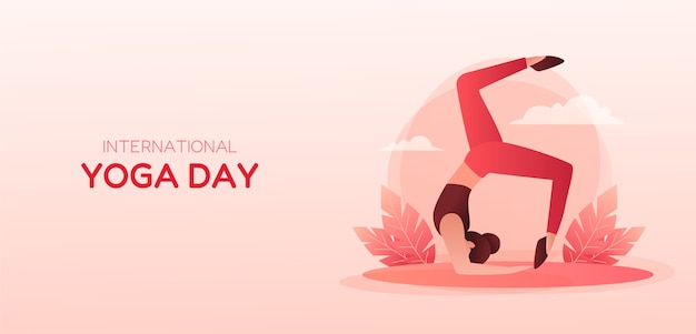 International yoga day gradient banner